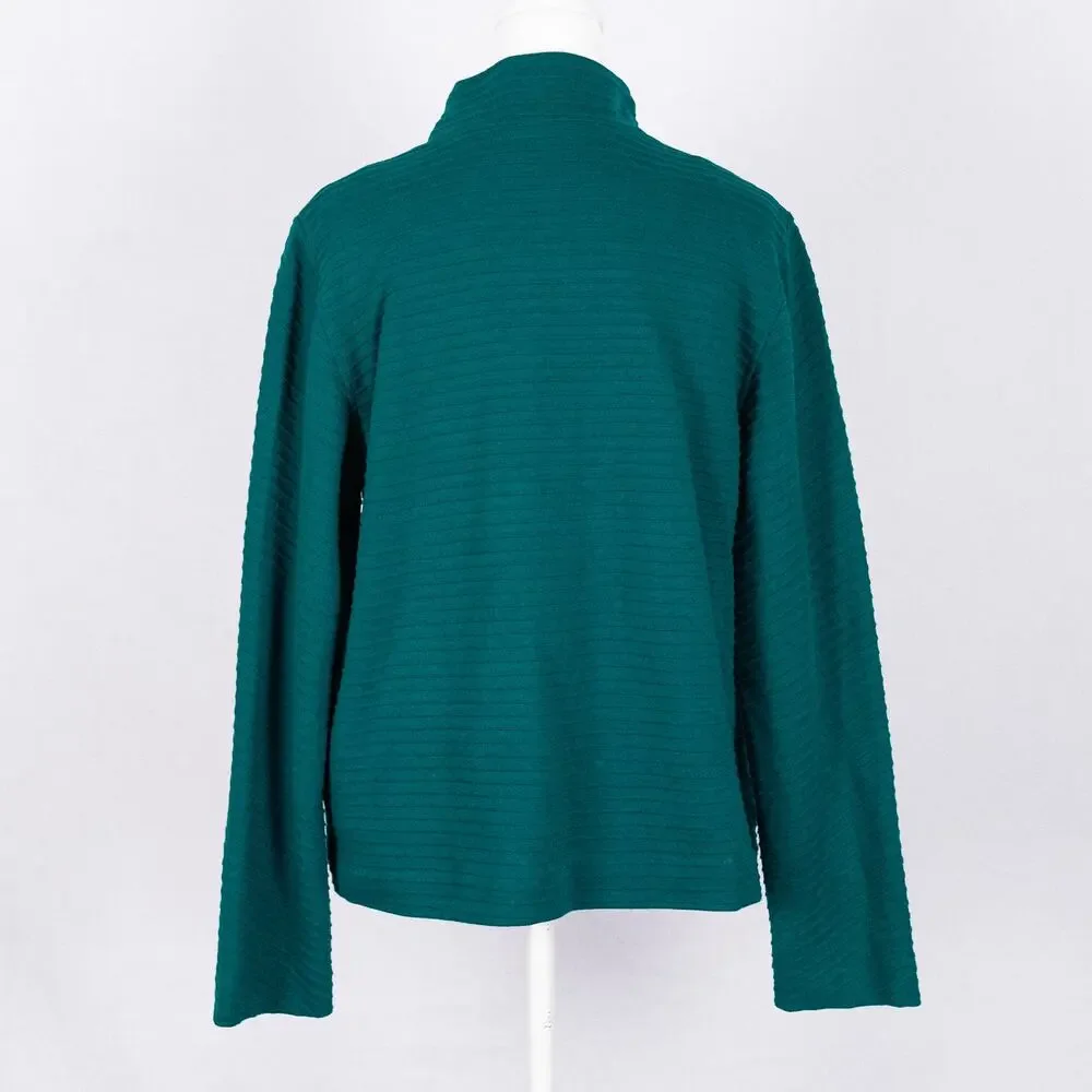 Coldwater Creek Ottoman Knit Jacket Size MEDIUM Teal Green Casual Modest Classic